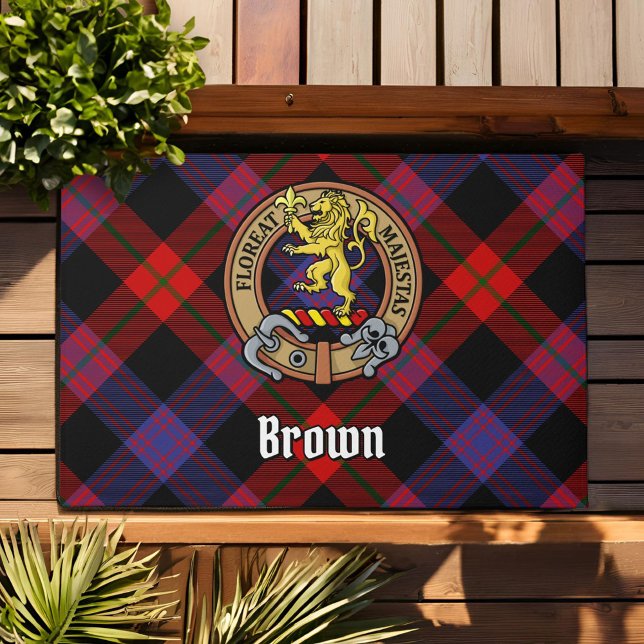 Clan Brown Crest over Tartan Doormat (Creator Uploaded)