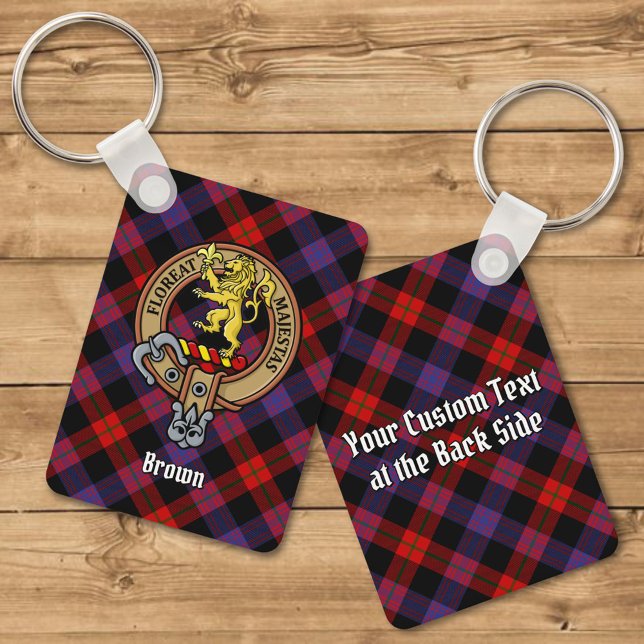 Clan Brown Crest over Tartan Keychain (Creator Uploaded)