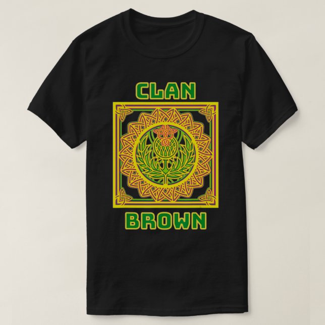 Clan Brown Scottish Celtic Thistle  T-Shirt (Design Front)