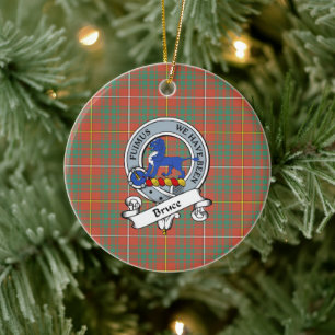Clan Bruce Ancient Badge Tartan Plaid Ceramic Ornament