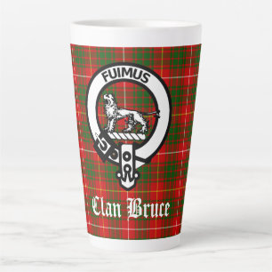 Clan Bruce Crest Badge & Tartan Latte Mug