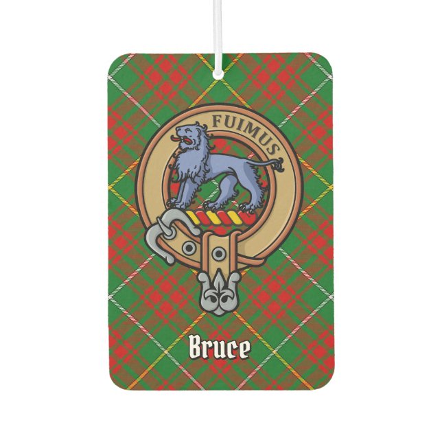 Clan Bruce Crest over Hunting Tartan Air Freshener (Front)