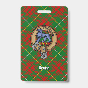 Clan Bruce Crest over Hunting Tartan Badge