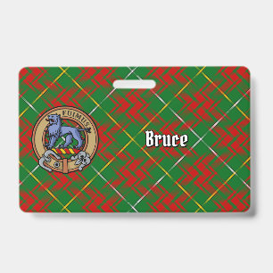 Clan Bruce Crest over Hunting Tartan Badge