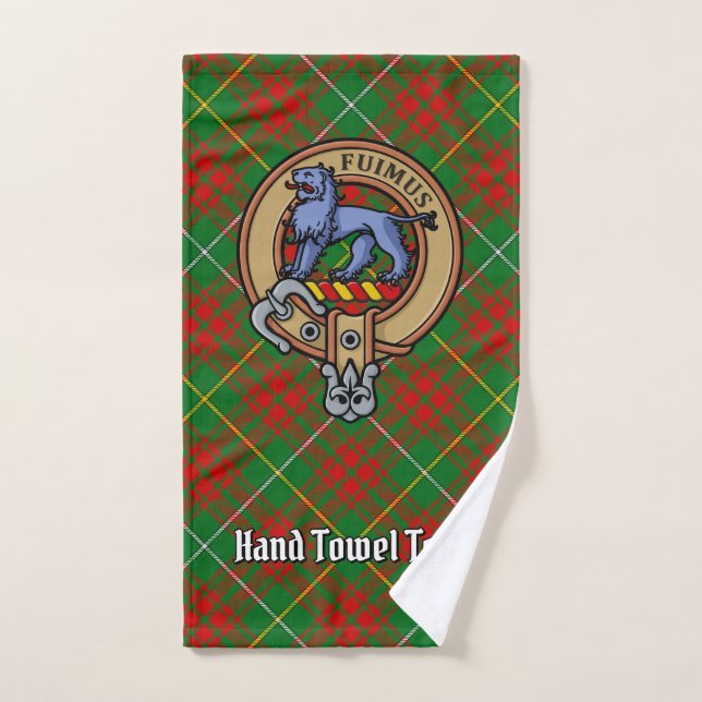 Clan Bruce Crest over Hunting Tartan Bath Towel Set (Hand Towel)
