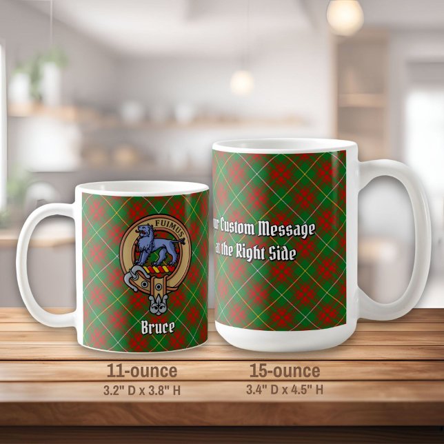 Clan Bruce Crest over Hunting Tartan Coffee Mug (Creator Uploaded)