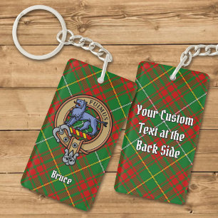 Clan Bruce Crest over Hunting Tartan Keychain