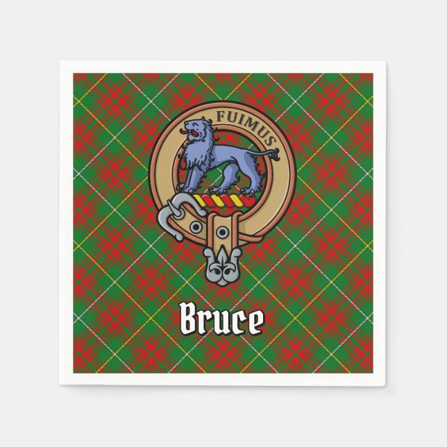 Clan Bruce Crest over Hunting Tartan Napkin (Front)