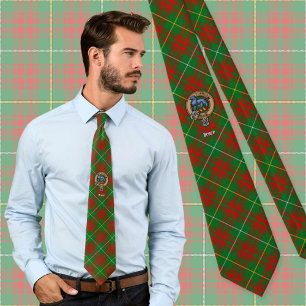 Clan Bruce Crest over Hunting Tartan Tie