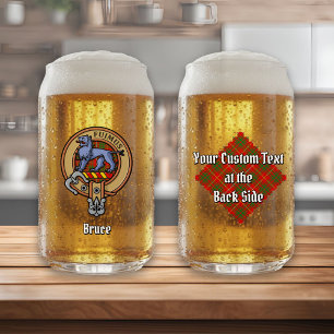 Clan Bruce Crest over Tartan Can Glass