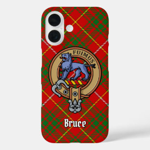 Clan Bruce Crest over Tartan iPhone 16 Case