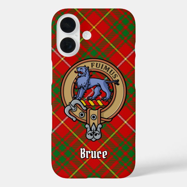 Clan Bruce Crest over Tartan Case-Mate iPhone Case (Back)
