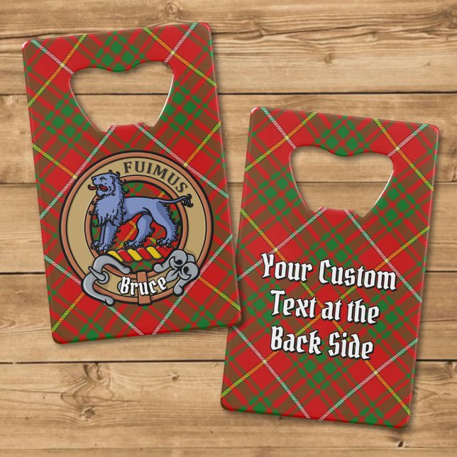 Clan Bruce Crest over Tartan Credit Card Bottle Opener (Creator Uploaded)