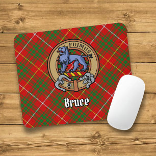 Clan Bruce Crest over Tartan Mouse Pad