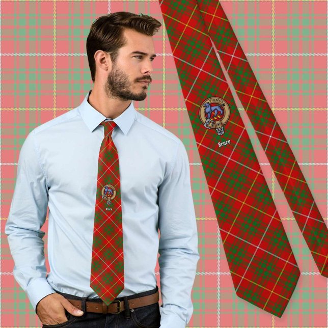 Clan Bruce Crest over Tartan Tie (Creator Uploaded)