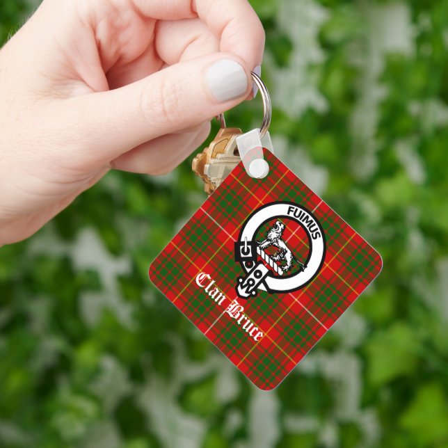 Clan Bruce Crest Tartan Custom  Keychain (Hand)