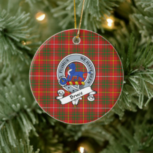 Clan Bruce Modern Badge Tartan Plaid Ceramic Ornament