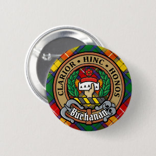 Clan Buchanan Crest over Tartan 2 Inch Round Button