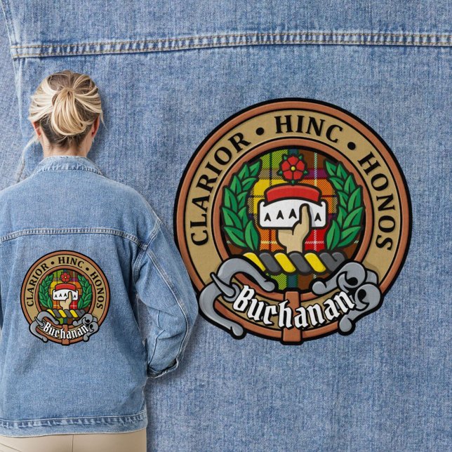 Clan Buchanan Crest over Tartan Denim Jacket (Creator Uploaded)