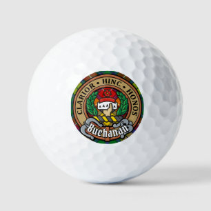 Clan Buchanan Crest over Tartan Golf Balls