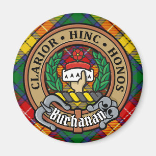 Clan Buchanan Crest over Tartan Magnet