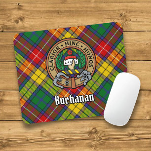 Clan Buchanan Crest over Tartan Mouse Pad
