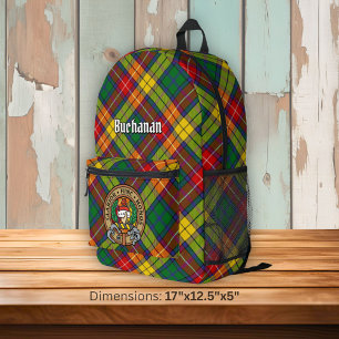 Clan Buchanan Crest over Tartan Printed Backpack
