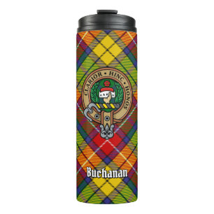 Clan Buchanan Crest over Tartan Thermal Tumbler