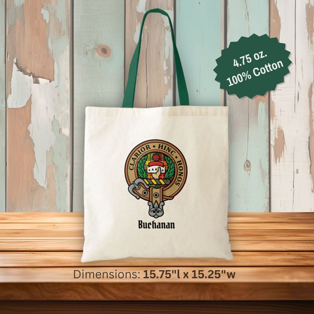 Clan Buchanan Crest over Tartan Tote Bag (Creator Uploaded)