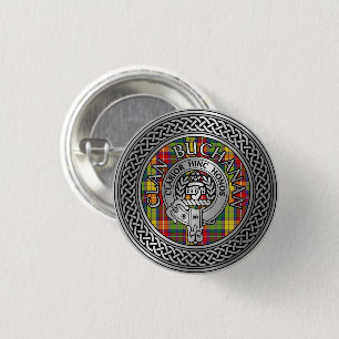 Clan Buchanan Crest & Tartan Knot 1 Inch Round Button