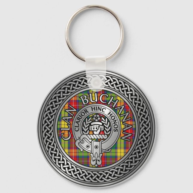 Clan Buchanan Crest & Tartan Knot Keychain (Front)