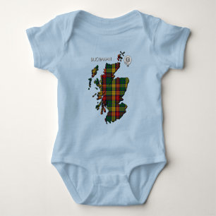 Clan Buchanan Crest & Tartan Map Baby Bodysuit