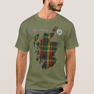 Clan Buchanan Crest & Tartan Map T-Shirt