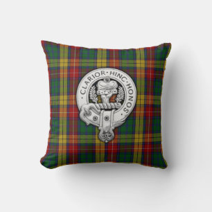 Clan Buchanan Crest & Tartan Throw Pillow