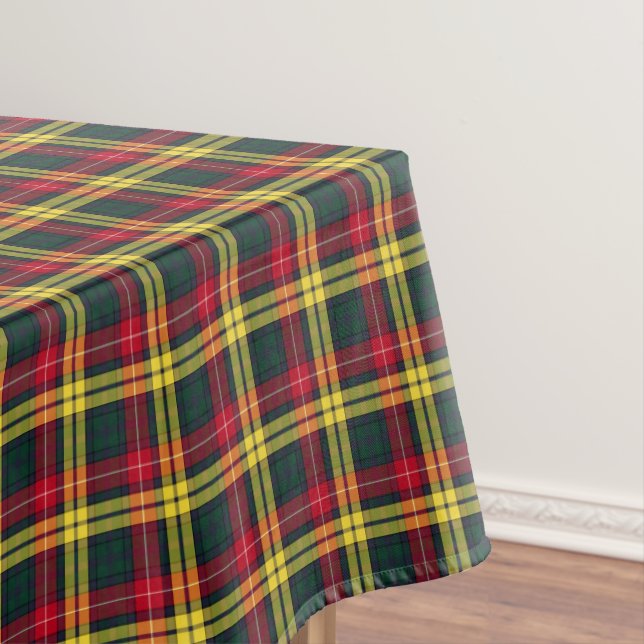 Clan Buchanan Green and Yellow Scottish Tartan Tablecloth (In Situ)