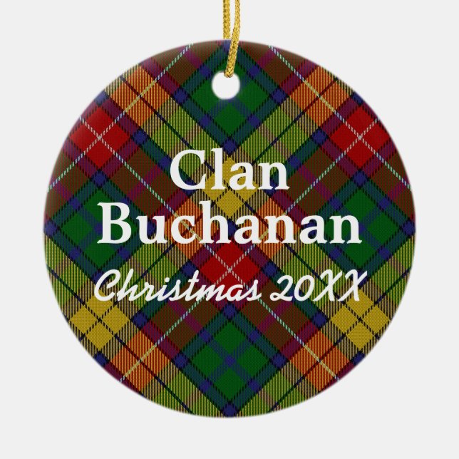 Clan Buchanan Scottish Tartan Ceramic Ornament (Front)