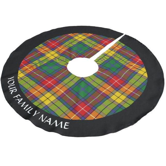 Clan Buchanan Tartan Brushed Polyester Tree Skirt (Angled)
