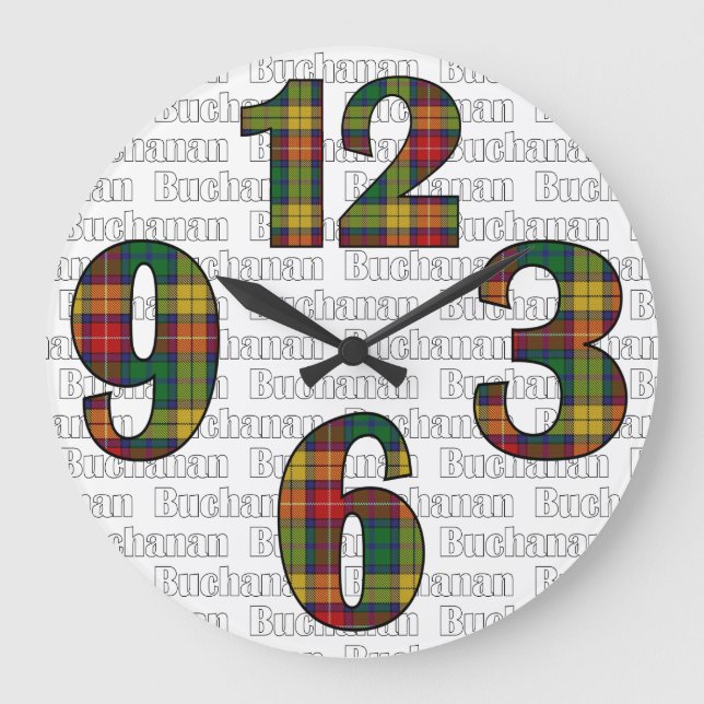 Clan Buchanan Tartan Plaid  Large Clock (Front)