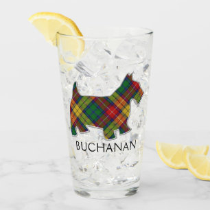 Clan Buchanan Tartan Scottie Dog Glass