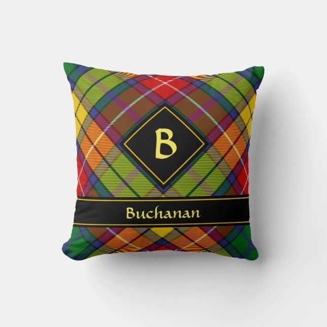 Clan Buchanan Tartan Throw Pillow (Front)