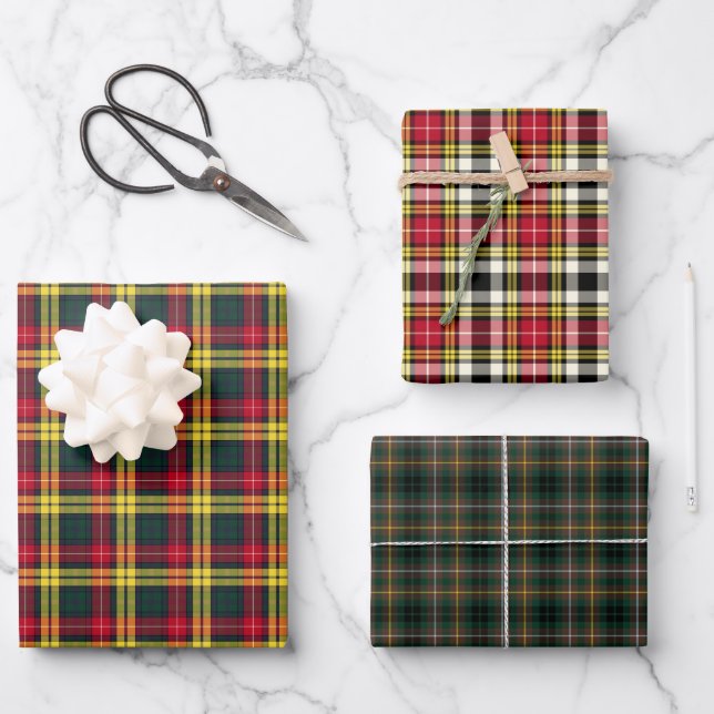 Clan Buchanan Tartan Variations Wrapping Paper Sheet (Front)