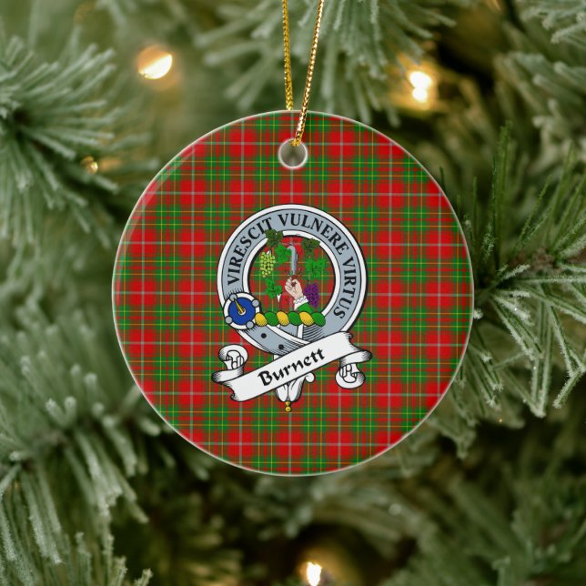 Clan Burnett Badge Tartan Plaid Ceramic Ornament (Tree)