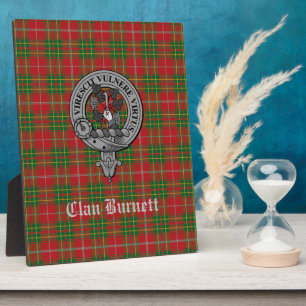 Clan Burnett Crest Badge & Tartan Tabletop Plaque