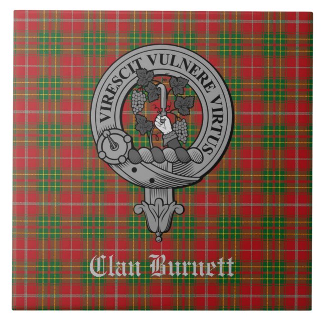 Clan Burnett Crest Badge & Tartan Tile (Front)