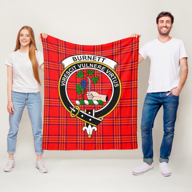 Clan Burnett Modern Tartan Plaid Fleece Blanket (In Situ)