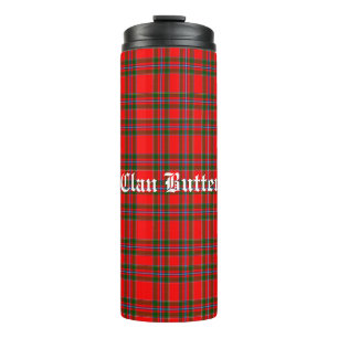 Clan Butter Tartan and Custom Text Thermal Tumbler