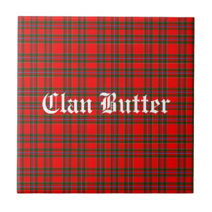 Clan Butter Tartan and Custom Text Tile