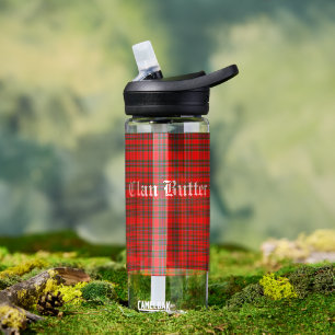Clan Butter Tartan and Custom Text Water Bottle