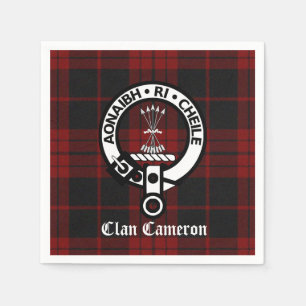 Clan Cameron Crest Badge and Tartan Napkin