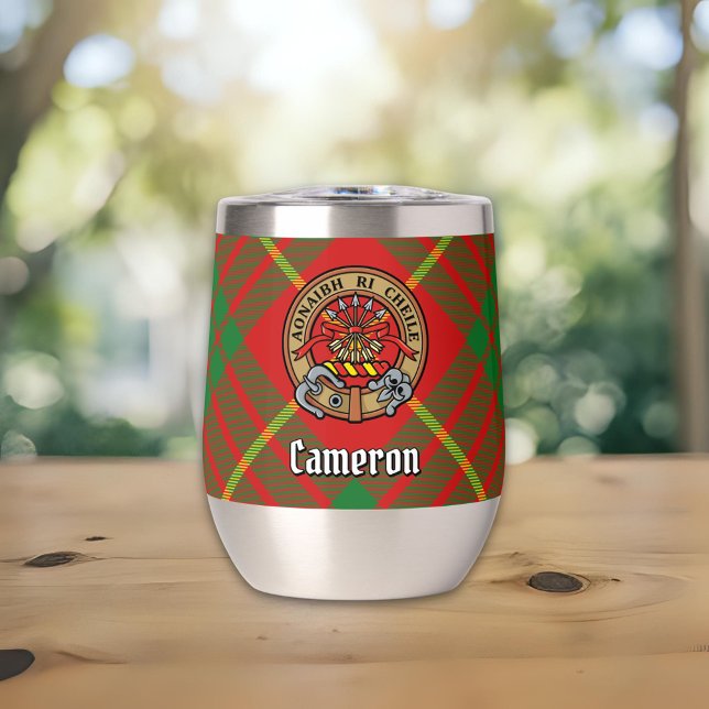 Clan Cameron Crest over Tartan (Creator Uploaded)